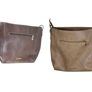 TWO Montana West Brown Purse Handbag Pebbled Faux Leather Hobo Western Vegan